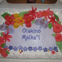 Hawaiian Flowers Cake for local Relay for Life Survivor luncheon - 2nd year, but a much quicker version (without butterflies). This was done as a topper for...