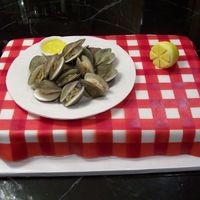 Steamed Clams! I was so excited to see the finished product...I had a blast making the shells, and then to clam inside... the dish of butter is RKT...