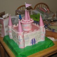 Castle Cake My biggest cake disaster ever...the turrets slouched over before the day was done. But, still cute. 14" square base - 4 layers. Swiss...