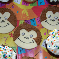 Curious George Cookies sugar cookie with faondant and royal icing accents