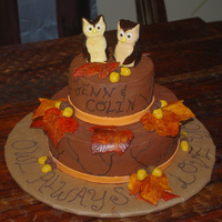 Owl Always Love You Chocolate b/c with gumpaste owls, leaves and acorns!