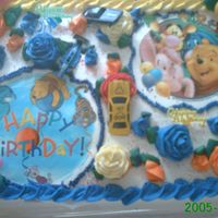 Pooh Bear these are edible images i put onthe cake and just decorated around it because it was for a one year old who wanted to destroy it!
