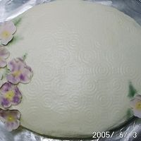 Birthday Carrot Cake This is a carrot cake with cream cheese icing and dusted fondant flowers. This is the first time I tried a paper towel "impression mat...