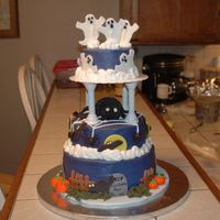 Happy Halloween For my daughters halloween party. Yellow cakes buttercream filling and icing. Fondant accents. Had a lot of fun with this cake. Lot of...