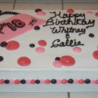 Happy Birthday Whitney & Callie Birthday cake for friends. Red velvet cake with buttercream.