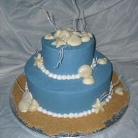 Seashells White chocolate shells made with mold. Marble cake covered in BC.TFL