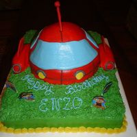 Rocket - Little Einsteins one eight inch layer with a half-ball on top, with twinkies on the sides for Rocket.