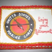 Marines Retirement THIS WAS A LAST MINUTE CAKE ORDER FROM MY SIL FOR HER COUSINS RETIREMENT PARTY.ALL BUTTERCREAM EXCEPT THE HELECOPTER IS A TOY I PICKED UP...