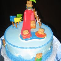 Bear Pool Party chocolate cake with buttercream teddy grahams and air heads for the slide
