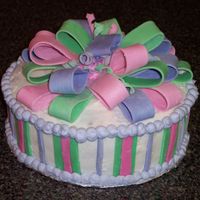 Bow Cake fondant bow & stripes BC base & border