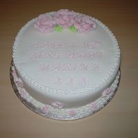 Rose Birthday Cake This is another cake I did out of fondant and royal icing roses. I used a letter press to do the writing but still need lots of practice.