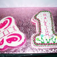 Butterfly And 1 Butterfly and number 1 cake for a 1 yr old. Chocolate cake butterfly and vanilla cake #1. Both with buttercream pink and white icing and...