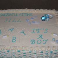 Img_0707.jpg BLUE AND WHITE BABY SHOWER CAKE. THIS WAS MY FIRST ONE, IT WAS FOR AN OFFICE BABY SHOWER. THE MOTHER TO BE LOVED THE CAKE. IT WAS A VANILLA...