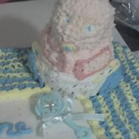 Welcome Caiden The baby was made using the miniature bear pan. I cut the ears off & used used plastic decorative baby pins on the diaper. The arms...