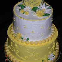 Yellow And White Daisy Birthday Buttercream with fondant accents