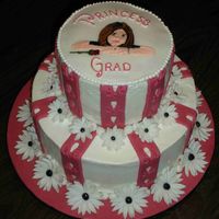 Princess Grad Buttercream with fondant accents. The pic on top is buttercream piped onto fondant and I used toothpicks for the detailed areas. The young...