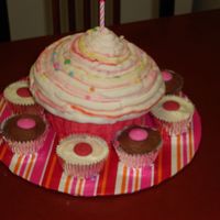 Giant Cupcake Giant wilton cupcake pan used - buttercream icing w/strawberry filling.