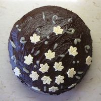 Black Hill Cake Hehehe...my firs real cake...This is a Chocolate Cherry Cake, made for my Boyfriends 23rd birthday...The toping is melted chocolate and the...