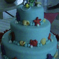 Ariel- Little Marmaid 3 tier Chocolate cake, chocolate ganache filling and fondant. Thanks for looking.