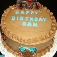 Motorcycle Cake chocolate bc with chocolate used for the name and motorcycle