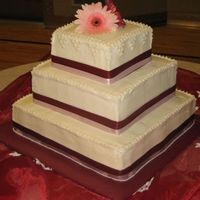 My First Wedding Cake Well its done, my first wedding cake. 16", 12", 8"-- Top & Bottom are white chocolate with strawberry BC, middle is...