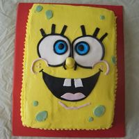 Spongebob! 1/4 Sheet cake, BC with fondant accemts. Thanks to nefgaby for the inspiration.Chocolate Fudge with oreo filling.