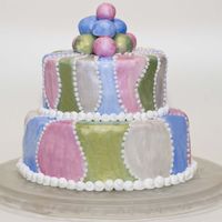 Painted Luster Dust Cake Fondant covered cake painted with luster paint (a mix of luster dust and vodka!) butter cream and fondant ball accents