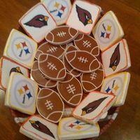Superbowl! Edible image logo cookies and NFSC footballs with RI.