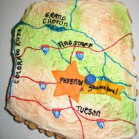 Welcome To Arizona! This is a cake that I made for someone who's friend was moving to Arizona. It was a two layer red velvet cake with a cream cheese...