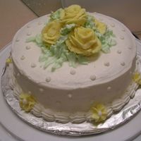 Dscn0583.jpg Final cake from Wilton course 1. All bc. Still need lots of work