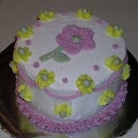 Dscn0578.jpg Cake made for fun while taking the Wilton 1 class. All bc icing. Flower done using cookie cutter. First experience with icing a chocolate...