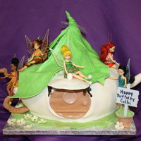 Tinkerbell's Cottage The dolls were provided by the mother of the Birthday Girl, but she wanted a unique Tinkerbell cake for her daughter. It was a fun one!!
