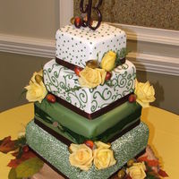 Fall Themed Wedding Custom Design including elements the bride liked. Tree base was created by the bride's father, who is a professional logger