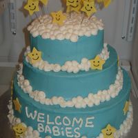 Cloud Cake Inspired by bytheslice. Double baby shower cake before I put the heads on.