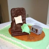 Recliner Cake For a hospital mtnce supervisor who said he wanted to sit in his recliner and watch TV inin retirement. Choc cake, BC, modeling choc rug,...