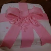 First Bow Cake This is the cake from class 3 and the first time I did a fondant bow. Had fun doing this, will definately try it again.