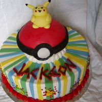 Pokemon b/c with fondant decorations and gumpaste Pokemon
