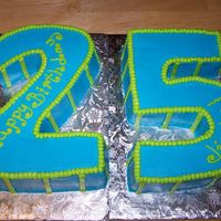 25 Carved both numbers out of 1/2 sheet. Iced in BC.