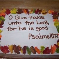 Give Thanks 1/2 sheet iced in BC with pre-made sugar leaves I got at the cake supply store. TFL