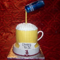 Bud Light/alabama Two of my husband's favorite things:Bud Light and Alabama football!9 inch round for bottom layer, fondant A's, 3-layer 7 inch...