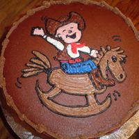 First B-Day white cake / chocolate BC. Piped picture on top - I tried to do the transfer with the wax paper and it soooo didn't work. The mom and...