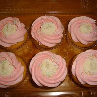 Pink And Sprinkles Strawberry and cream cheese frosting with non pareils