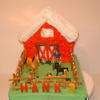 Nephew's Farm Themed Birthday I made this cake for my nephew's 3rd bday. Yellow cake w/ bc icing. Barn is old Wilton gingerbread house cake pan from my moms attic....