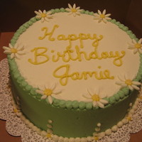 Simple Birthday Cake Gumpaste Daisies. Buttercream Icing. WASC. The lady who ordered from me never gave me any theme, color, or design ideas to work from. The...