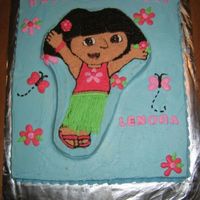 Lenora's Party Cake Dora the Explorer, placed on a full 11x15 plus extra pieces from another 11x15. All BC icing