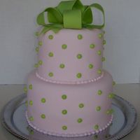 Alyssa's Bridal Shower Daughter of a friend wanted pale pink and sage/celery dots. Tried to replicate cake from photo of cake provided by bride... original...