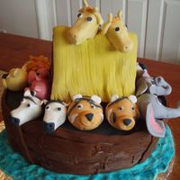 Noah's Ark chocolate cake ark with fondant animals
