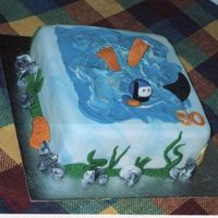 Diving Theme Birthday Cake Fruit cake with almond and fondant. Models made from fondant