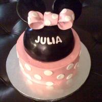 Minnie Mouse Cake My daughter's 2nd birthday cake. I used half the ball pan for the cap, covered with fondant. Fondant/gumpaste ears. Sugarshack's...