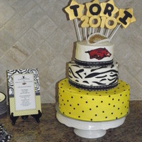 Graduation Cake Graduation cake for young lady attending the University of Arkansas. All buttercream with fondant accents. As you can see, I matched the...